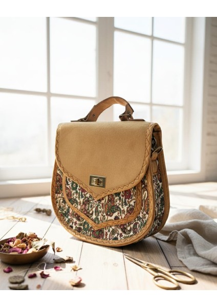 Otantik Mozaik Desen Kadife Kapak Kadın Çantası