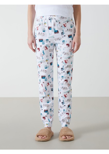 Yeni Sezon Beli Lastikli Yılbaşı Temalı Kadın Jogger Pijama Alt fiyatları