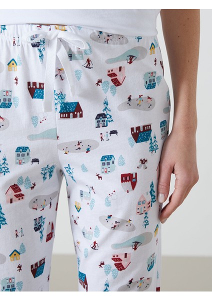 Yeni Sezon Beli Lastikli Yılbaşı Temalı Kadın Jogger Pijama Alt modelleri