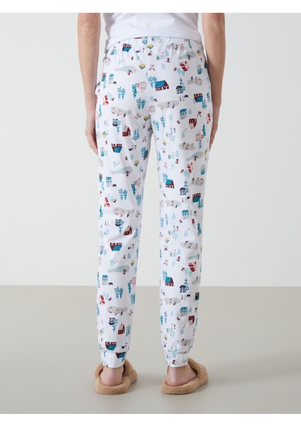 Yeni Sezon Beli Lastikli Yılbaşı Temalı Kadın Jogger Pijama Alt fırsatları