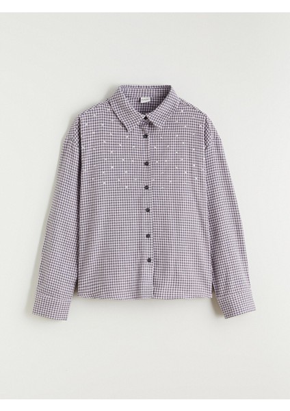 Yeni Sezon Ekose Taşlı Kız Çocuk Gömlek