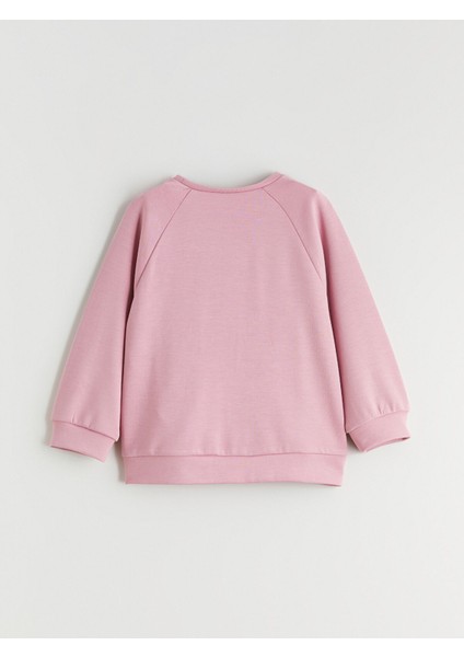 Yeni Sezon Bisiklet Yaka Baskılı Kız Çocuk Sweatshirt modelleri