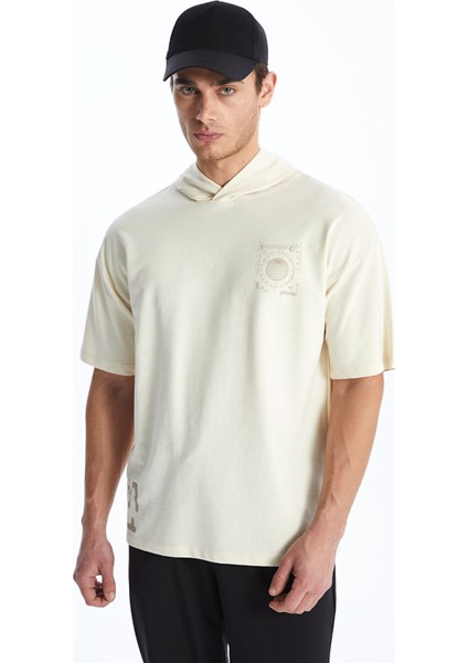 Yeni Sezon Kapüşonlu Kısa Kollu Baskılı Erkek Tişört