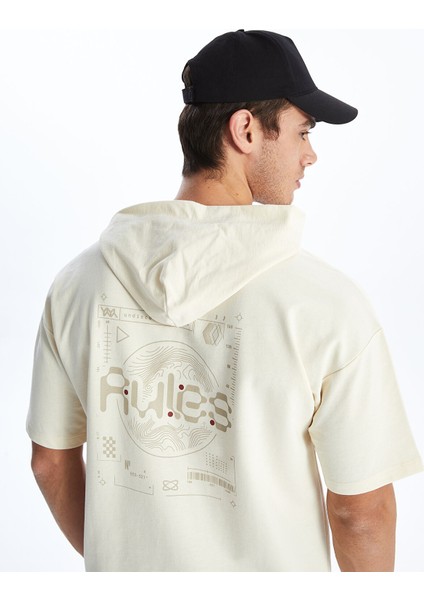 Yeni Sezon Kapüşonlu Kısa Kollu Baskılı Erkek Tişört modelleri