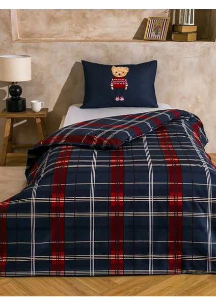 Home Ayı Teddy Baskılı %100 Pamuklu Tek Kişilik Nevresim Seti 160X220 cm