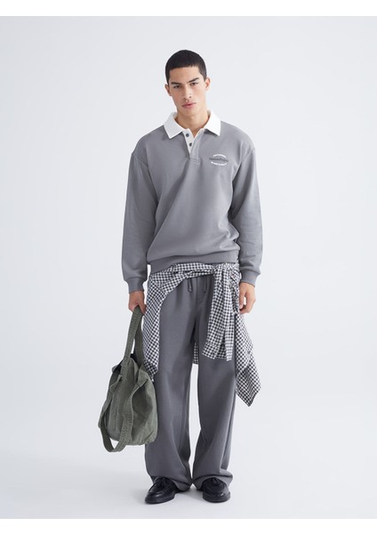 Yeni Sezon Polo Yaka Baskılı Erkek Sweatshirt fiyatları