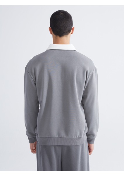 Yeni Sezon Polo Yaka Baskılı Erkek Sweatshirt fırsatları