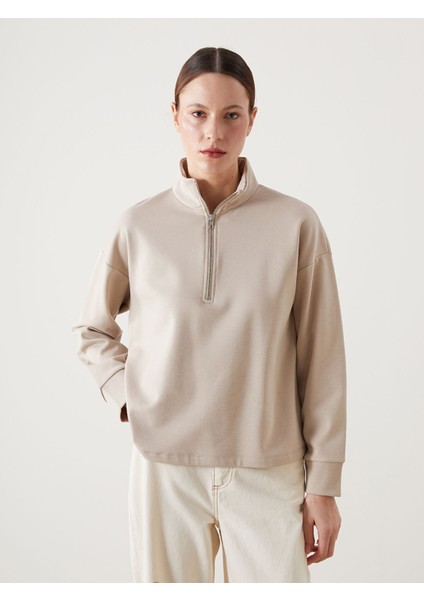 Yeni Sezon Dik Yaka Kadın Sweatshirt Tunik