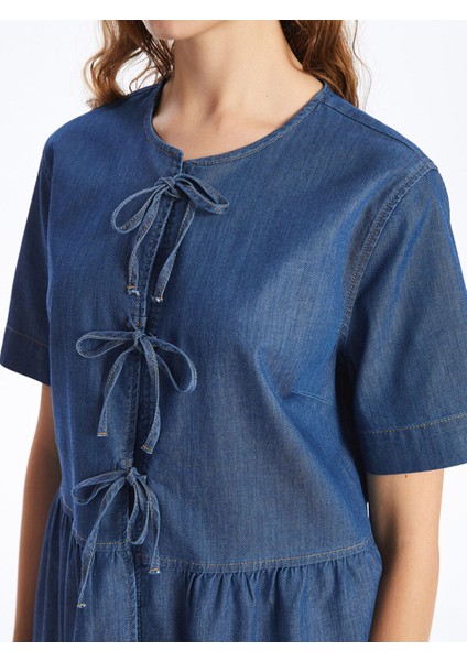 Yeni Sezon Bisiklet Yaka Kısa Kollu Kadın Jean Gömlek modelleri