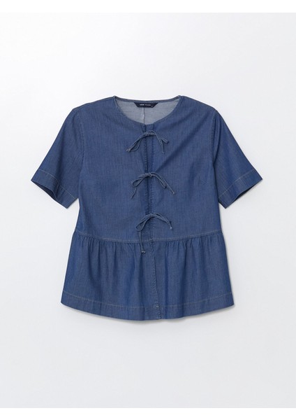 Yeni Sezon Bisiklet Yaka Kısa Kollu Kadın Jean Gömlek indirimleri