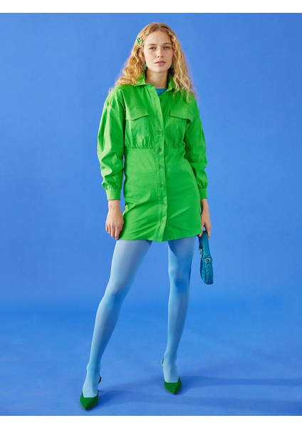 Yeni Sezon Düz Uzun Kollu Gabardin Kadın Gömlek Elbise fiyatları