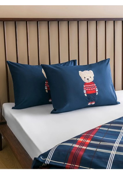 Home Ayı Teddy Desenli %100 Pamuk Poplin Kumaş Çift Kişilik Nevresim Seti 200X220 cm modelleri