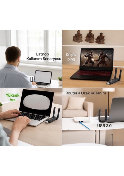 AC1300 Mbps Dual Band USB 3.0 Adaptör Kablosuz Wifi Alıcı USB Wifi Adaptör indirimleri