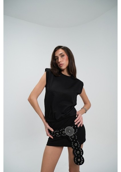 Siyah Uzun Kollu Yandan Bağlama Detaylı Elbise modelleri