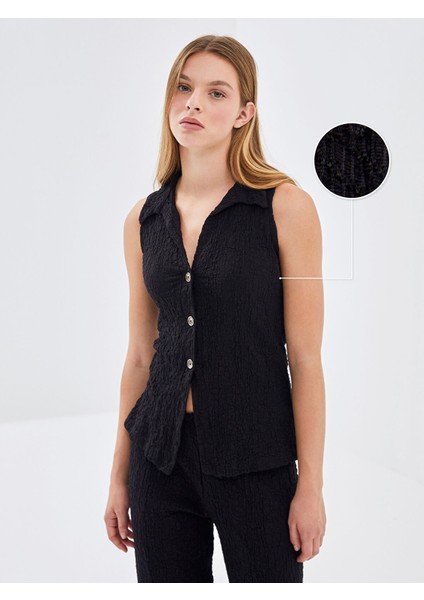 Yeni Sezon Gömlek Yaka Dokulu Kadın Bluz