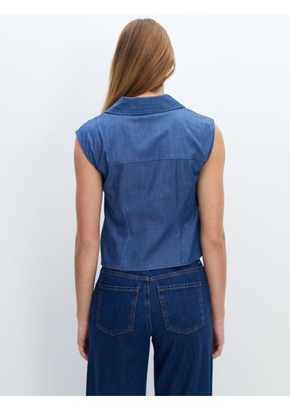 Yeni Sezon Gömlek Yaka Kadın Jean Yelek fırsatları