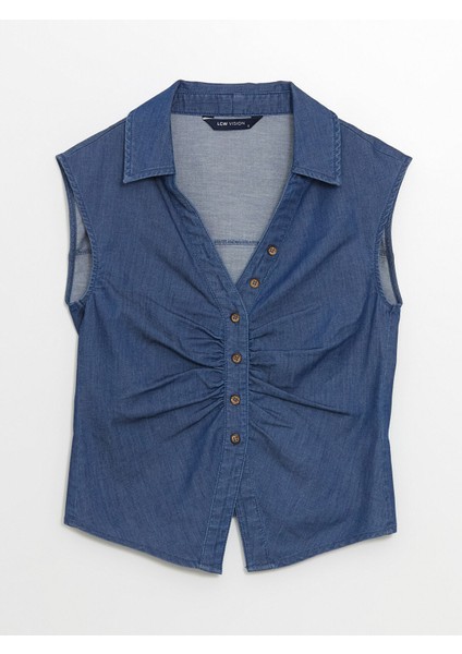 Yeni Sezon Gömlek Yaka Kadın Jean Yelek indirimleri