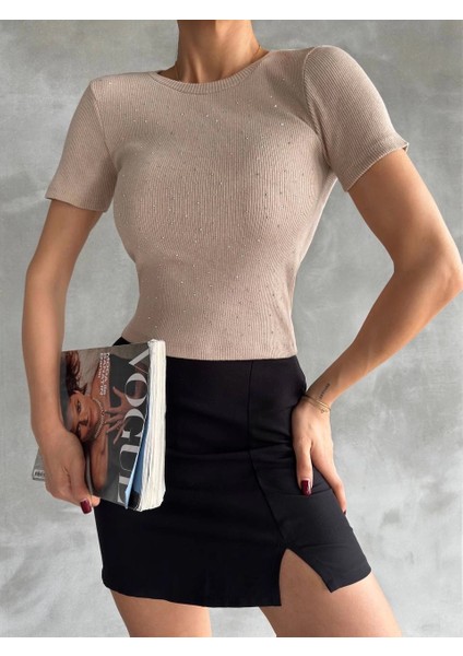 Yzlal Taş Baskılı Kaş Korse Bluz Bej (Beden: Standart) modelleri