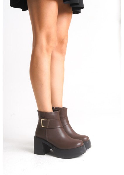 Yandan Fermuarlı Toka Detaylı Rahat Yüksek Topuklu Kadın Bot modelleri