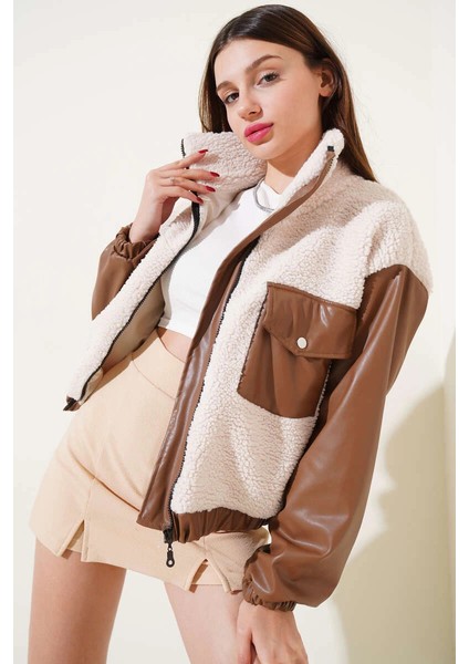 Sptrns Deri Garnili Cepli Peluş Mont Taba T1253 (Beden: M)