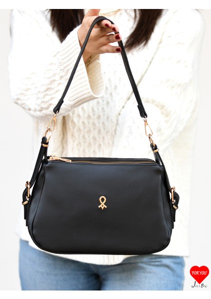 Sofia 3 Bölmeli Yumuşak Deri Çift Askılı Baget ve Omuz Çantası