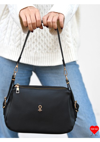 Sofia 3 Bölmeli Yumuşak Deri Çift Askılı Baget ve Omuz Çantası