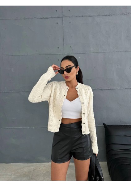 Sptrns Düğme Detaylı Hırka Ekru (Beden: Standart)