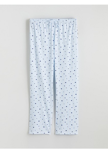 Yeni Sezon Beli Lastikli Desenli Kadın Pijama Altı