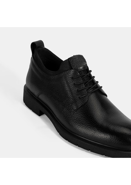 Erkek Siyah Bağcıklı Deri Klasik Ayakkabı