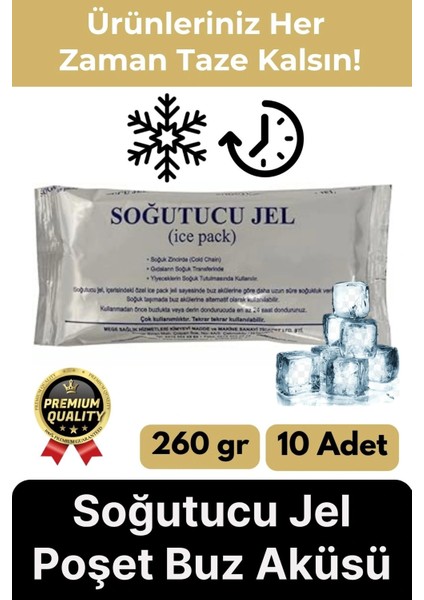 Premium Güvenli Malzeme Dayanıklı Seyahat Yolculuk Yiyecek Soğutucu Jel Poşet Buz Aküsü 260GR 10ADET