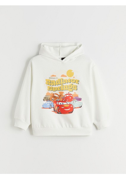 Yeni Sezon Kapüşonlu Arabalar Baskılı Kız Çocuk Sweatshirt