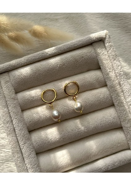 Iri Boy Inci Altın Kaplama Halka Küpe