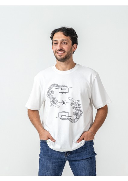 Unisex Erkek/Kadın Oversize Bisiklet Yaka %100 Pamuk Timsah Baskılı T-Shirt modelleri