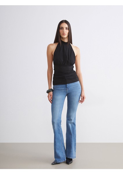 Yeni Sezon Halter Yaka Büzgülü Bluz fiyatları