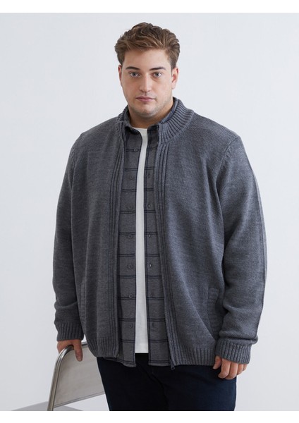 Yeni Sezon Standart Kalıp Dik Yaka Erkek Triko Hırka