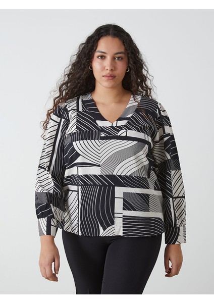 Yeni Sezon V Yaka Desenli Kadın Bluz fiyatları