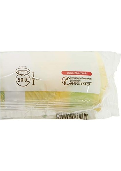 Cook Büzgülü Kokulu Çöp Torbası, Büyük Boy (Limon) 65 x 70 cm (10 Adet/rulo)