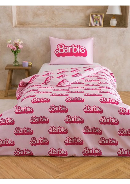 Home Pembe Barbie Baskılı Tek Kişilik Nevresim Seti 160X220/50X70 cm