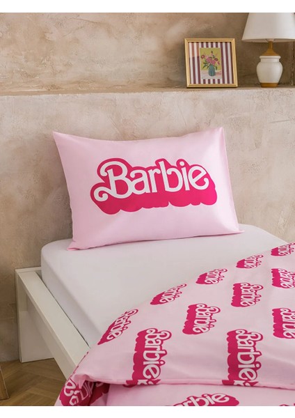 Home Pembe Barbie Baskılı Tek Kişilik Nevresim Seti 160X220/50X70 cm modelleri