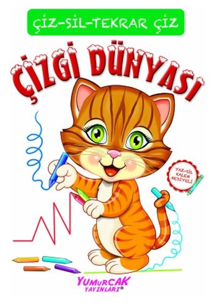 Tekrar Çiz Çizgi Dünyası (Çizerim-Silerim) - Kalem Hediyeli