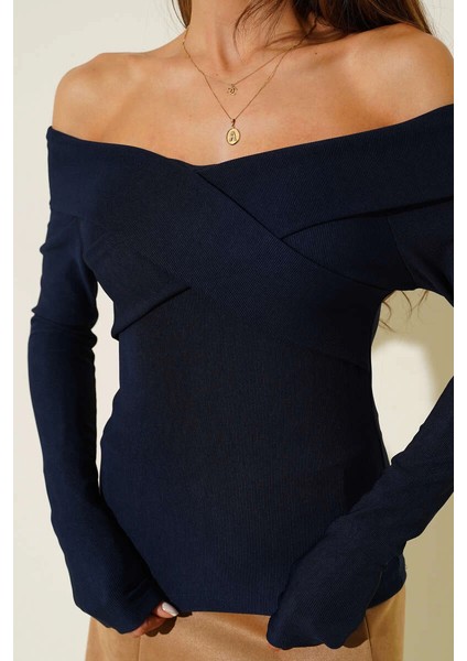 Sptrns Madonna Çapraz Yaka Bluz Lacivert T4331 (Beden: M) modelleri