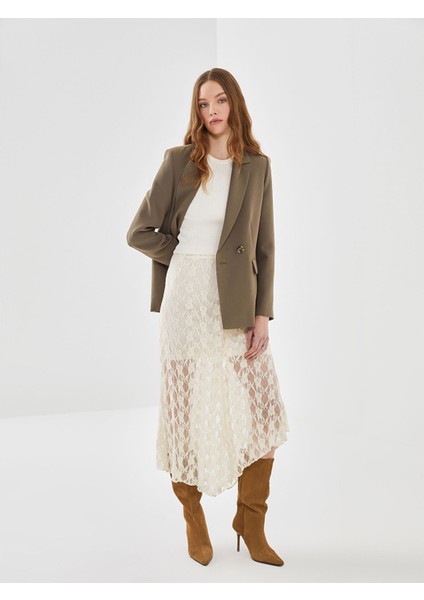 Yeni Sezon Beli Lastikli Desenli Kadın Etek