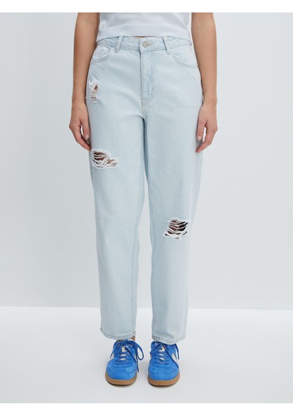 Yeni Sezon Boyfriend Yırtık Detaylı Kadın Jean Pantolon fiyatları