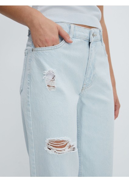 Yeni Sezon Boyfriend Yırtık Detaylı Kadın Jean Pantolon modelleri