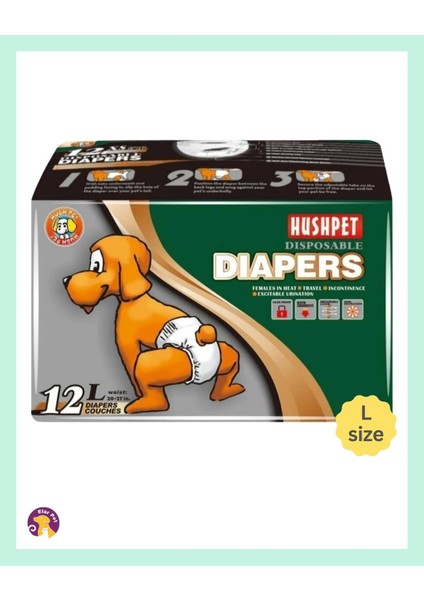 Diapers Ultra Emici Köpek Külot Çiş Pedi L Beden 12'li