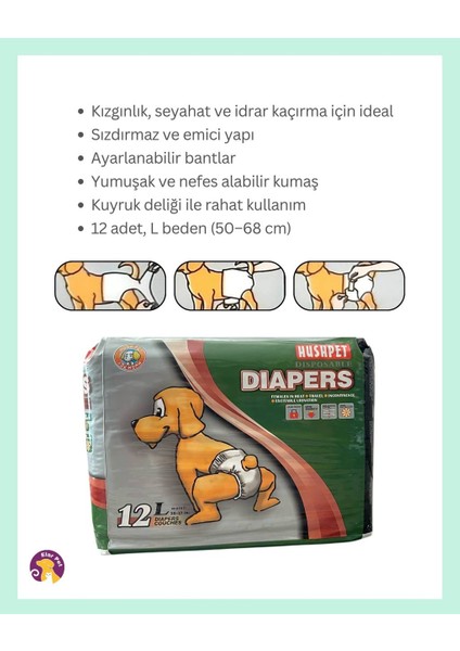 Diapers Ultra Emici Köpek Külot Çiş Pedi L Beden 12'li fiyatları