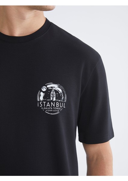 Yeni Sezon Bisiklet Yaka Istanbul Baskılı Erkek Tişört modelleri