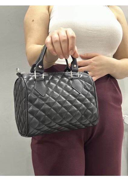 Yzlal Kapaksız Kapitone Siyah Cilt Çanta (Beden: Standart)