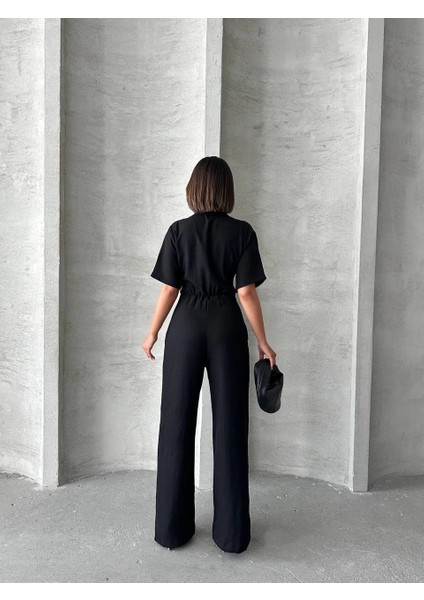 Yzlal Uzun Keten Tulum S255059 Siyah (Beden: M) fırsatları