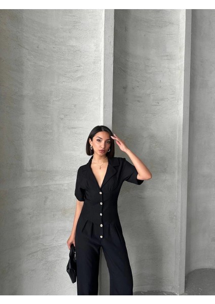 Yzlal Uzun Keten Tulum S255059 Siyah (Beden: M) indirimleri